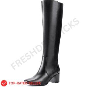 Brand New Shoe'N Tale Boots 7.5 Black Knee-High Chunky Heel